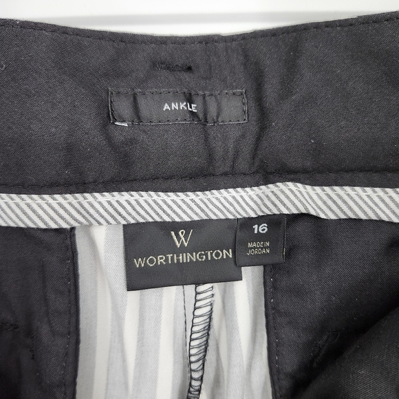 Worthington Womens Cotton Pant Size 16 Black White Bold Stripe Ankle Career Work - Picture 6 of 7
